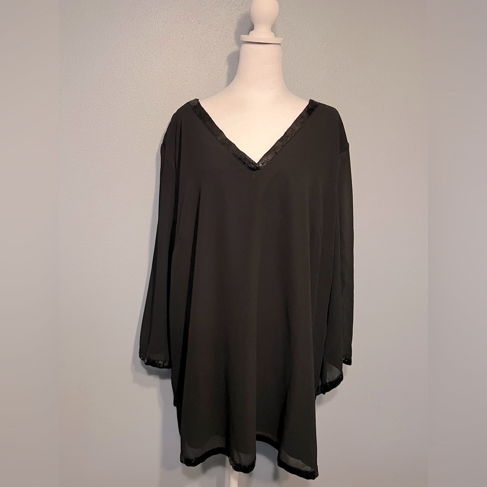 Bell-sleeve Black Blouse